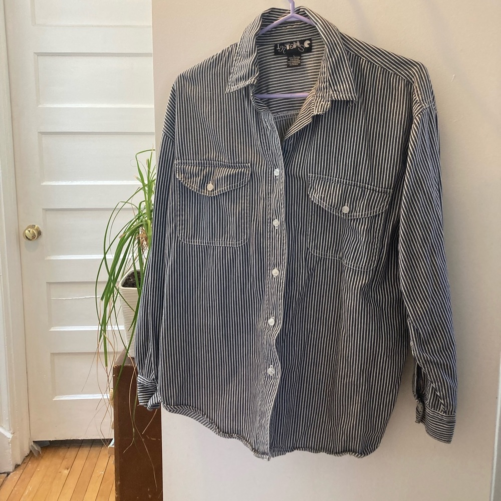 Railway strip heavy cotton shirt size L